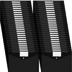 Yeaqee 50 Pcs Plastic Envelopes Poly Envelopes File Folders with Snap Button Closure Clear Folders for Documents US Letter A4 Size Filing Holder with Label Pocket for Home Office School(Black)
