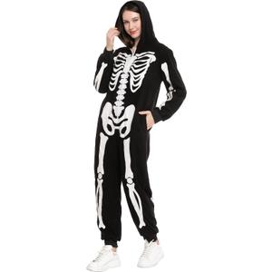 Spooktacular Creations Halloween Family Skeleton Costume, Family Skeleton Jumpsuit Pajama for Halloween Costume Cosplay, Women (Large, Black)