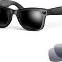 AI Smart Glasses for Men Women,8MP 2K HD Camera Glasses, AI Voice Control, AI Photo Recognition, Real-Time Translation, Smart Sunglasses with Bluetooth Call,IP67 Waterproof for Driving,Outdoor,+2 Lenses. (Matte Black Frames, Sunglasses Lenses)