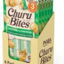 INABA Churu Bites for Cats, Soft/Chewy Baked Chicken Wrapped Churu Filled Cat Treats with Vitamin E, 0.35 Ounces per Tube, 18 Tubes Total (3 Tubes per Pack), Tuna Recipe BB Date: 11/06/2025
