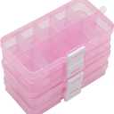 Yansanido 4 Pcs 10 Grids 5 Inch x 2.5 Inch Adjustable Small Removable Plastic Jewelry Organizer Divider Storage Box Jewelry Earring Tool Containers (Pink)