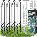 26" Ground Anchors Heavy Duty Shed Anchors Kit, Mobile Home Anchor Earth Anchor with 3/16" Galvanized Cable and Turnbuckles for Sheds Canopy Gazebo Trampoline Swing Set(8x26in)