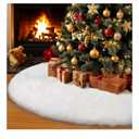 AerWo 72 Inch Christmas Tree Skirt, White Faux Fur Tree Skirt Thick Soft Plush Rug for Christmas Tree Decorations, Large Xmas Tree Mat for Christmas Indoor Holiday Party Ornaments Home Decorations