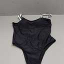 Verdusa Women's One Piece Swimsuit Cut Out Ruffled Open Back Spaghetti Strap Swimwear (Medium, Black)