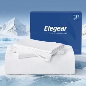 Elegear Silver Infused Cooling Bed Sheets King, Arc-Chill® 3.0 Cool Tech, Silver-Ion Freshness, Cooling Sheet Set for Hot Sleepers & Night Sweats, Breathable Soft & Dry, Deep Pocket 18", 4PCS