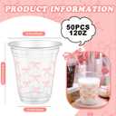 50 Pcs Pink Bow Snack Cups 12 oz Bow Plastic Cups Lovely Bowknot Tumbler for Just Wanna Be One Birthday Wedding Baby Shower Party Supplies
