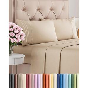 Full Size 4 Piece Sheet Set - Comfy Breathable & Cooling Bed Sheets Set - Hotel Luxury Bedding for Women, Men, Kids, Teens, Boys & Girls - Deep Pockets, Ultra-Soft and Wrinkle Free - Oeko-Tex - Cream