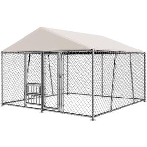 Lyromix 10 x 10FT Large Outdoor Dog Kennel with Bowls, Dog Kennel Outside with Waterproof Cover Roof, Galvanized Heavy Duty Chain Link Dog Runs Cage Playpen for Outside with Secure Lock Lyromix 10 x 10FT Large Outdoor Dog Kennel with Bowls, Dog Kennel Outside with Waterproof Cover Roof, Galvanized Heavy Duty Chain Link Dog Runs Cage Playpen for Outside with Secure Lock