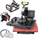Slendor 5 1 Heat Press Machine 12x15 inch 360-Degree Swing Away Digital T Shirt Pressing Machine Multifunction Heat Transfer Sublimation Combo for T Shirts Mugs Hat Plate Cap