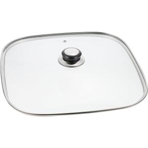 Cabilock Square Electric Hot Pot Glass Lid Replacement with Vent Hole and Knob Handle for Kitchen Cookware Accessories