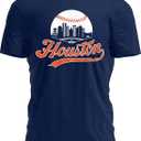 Baseball Shirt Fan Cityscape T-Shirt with Urban Skyline Graphic (Large)