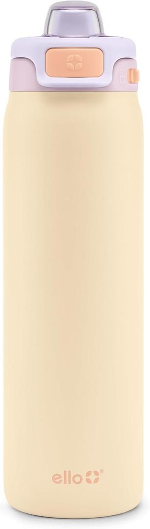 Ello Pop & Fill 22oz Stainless Steel Water Bottle with Quick Fill Technology, Double Walled and Vacuum Insulated Metal, Leak Proof Locking Lid, Sip and Chug, Reusable, BPA Free, Pastel Paradise