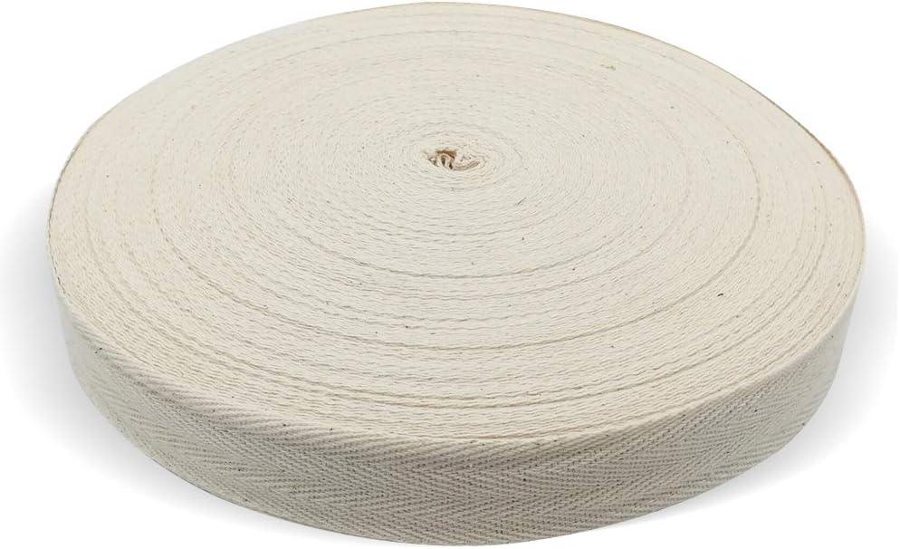 Natural Cotton Twill Tape 50 Yards 3/4 Inch Bunting Bias Tape Herringbone Webbing Tape Roll for Apron Sewing Dressmaking Craft (Natural White)