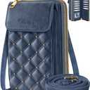 Crossbody Phone Purse for Women - Cute Small Bags Cellphone Wallet RFID Blocking with Strap Zipper and Card Slots (Blue)