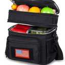 ATRIPACK Lunch Bag for Men, Double Deck Tactical Lunch Box Work with Shoulder Strap MOLLE Webbing Large Lunch Cooler Leakproof Insulated Black