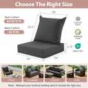 Outdoor Deep Seat Cushion Set, 24x24 Inch Water-Resistant & Fade-Resistant Outdoor Chair Cushions, Patio Furniture Cushions with Removable Cover for Patio Chair, Sofa, Dark Grey (Set of 4)