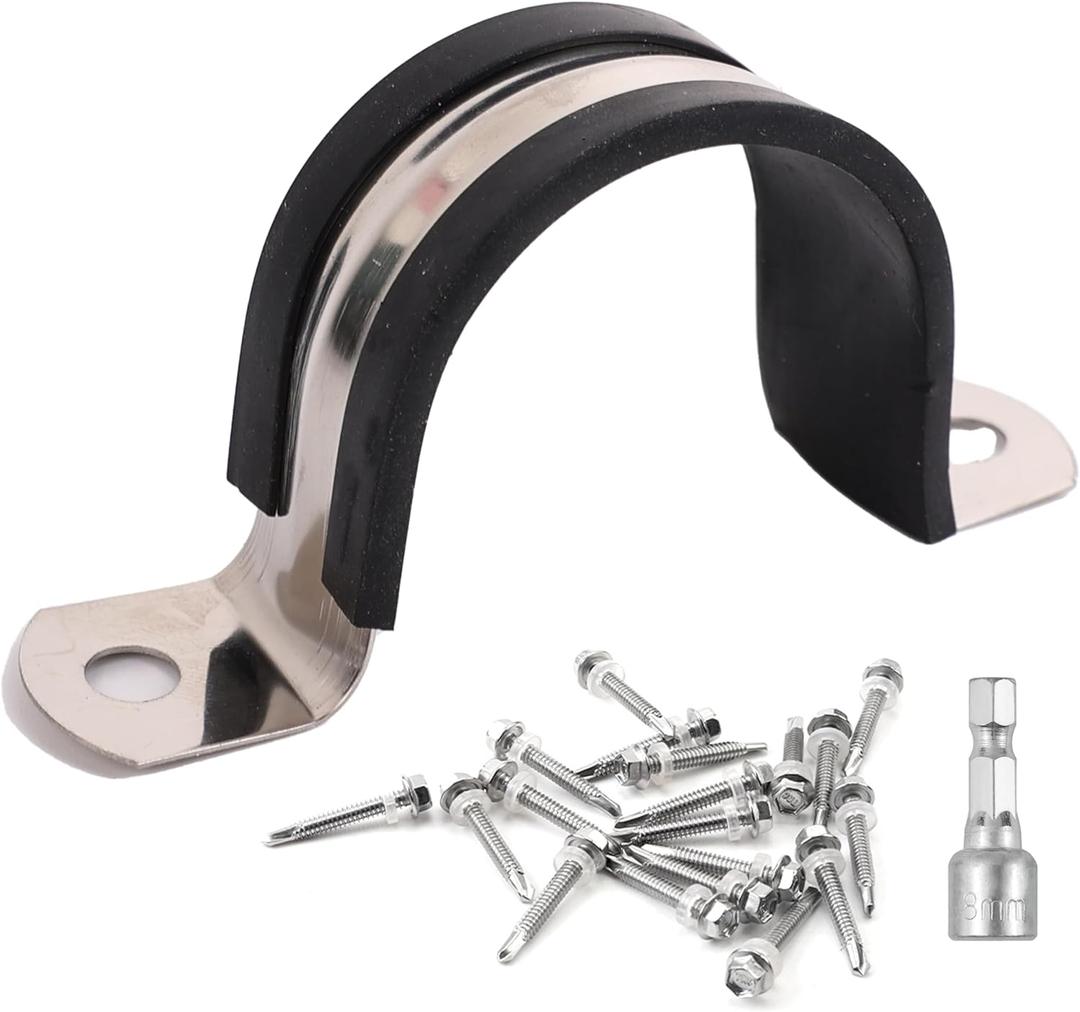 Pipe Clamps,304 Stainless & Rubber Cushioned Heavy Duty Conduit clips (SCH 2 in (60 MM) - 12 Pack)