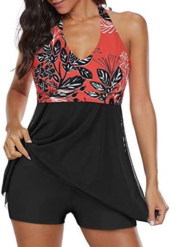 Bathing Suits for Women Tummy Control Plus Size Womens One Piece Swimsuit Athletic Swim Dress, Red Floral, 3XL