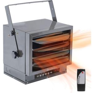 Comfort Zone Electric Hard-Wired Digital Fan-Forced Ceiling Mount Space Heater with Remote, 6,000 Watt, 240 Volt, Overheat Protection, Digital Thermostat, & 12-Hour Timer, Garage or Workshop, CZ225ER