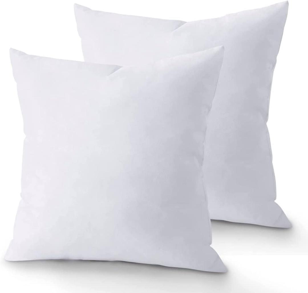 QUBA LINEN Throw Pillow Inserts (Set of 2, White), 20x20 Inches - Premium Cushion Fillers for Sofa, Bed, and Home Dcor (20x20 Inch (Pack of 2))