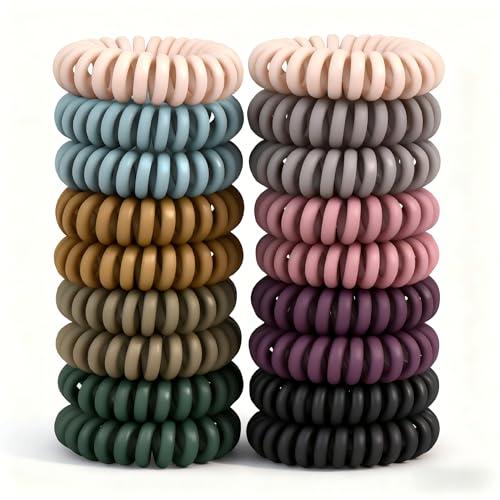 TIZZYT Hair Ties, 18 Count - Vintage matte color Spiral Hair Ties, No Crease, Suitable For Women And Children With Thick Or Thinning Hair