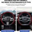 Frani Nappa Leather Steering Wheel Cover,Universal Fit 15 Inch-Premium Non-Slip Breathable Comfort Grip for Cars Trucks SUVs,Anti-Slip Durable Interior Upgrade Wine Red