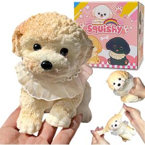 Big Taba Squishy Dog, Handmade Squishy Dog Stress Relief Toy for Adult/Kids, Cute & Soft Teddy Dog Design, Perfect Squeeze Toys Gift for Relaxation and Fun(Cream Color)