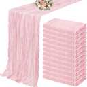 12 Pack Cheesecloth Table Runner 35 x 120 inch Long Boho Cheese Cloth Gauze Table Runners Semi Sheer Table Runner for Wedding Decor, Bridal Shower, Birthday Party (Light Pink)