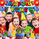 42pcs Super Brother Birthday Party Decorations Includes Cake Toppers,Cupcake Toppers, Banner, Backdrop, Balloons - Super Game Theme Party Supplies Set for Boys Girls