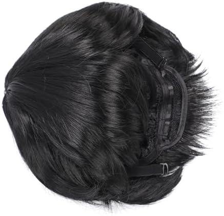 Ymiko Men Fashion Short Synthetic Hair Toupee Hairpiece Breathable Students Wig Trendy (Black)