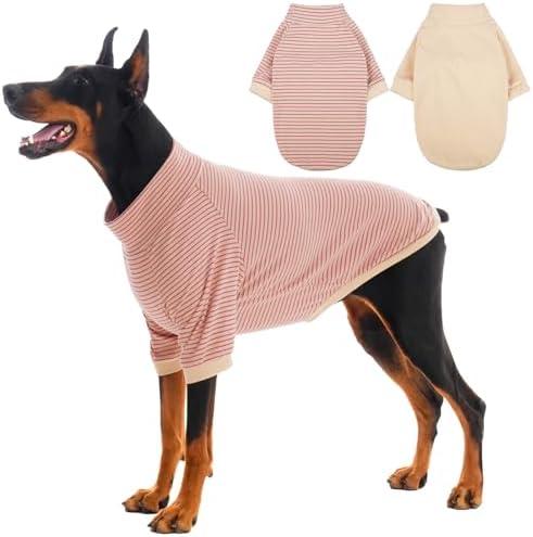 IECOii 2 Pack XXL Dog Fleece Sweater for Large Dogs, Warm Dog Turtleneck with Stretch for Pitbull Sweater, Fall Winter Pullover Dogs Sweatshirt with Sleeve, Indoor & Outdoor Sweaters for Walking, 2XL