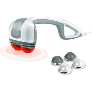 Homedics Back Massager - Heated Automatic Percussion Back, Body and Neck Massager with Duel Pivoting Heads, Interchangeable Nodes, for Shoulders, Legs and Feet, White