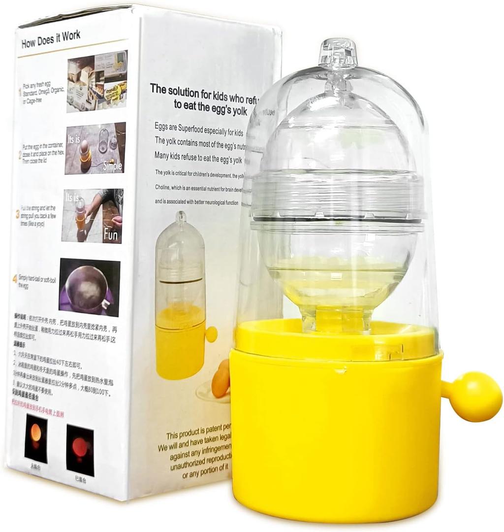 Egg Scrambler Shaker, Egg Spinner for Boiled Golden Eggs, Hand Crank Manual Egg Yolk White Mixer with Pulling RopeWhisk Hand Powered Golden Egg Mak