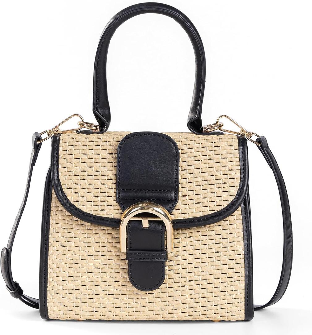 boshiho Retro Straw Woven Handbag Womens Small Cross Body Bag Shoulder Messenger Satchel
