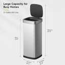 EKO EcoSmart Tall and Large Kitchen Trash Can, 80L/21.1G High Capacity, Touchless Soft Square Motion Sensor Garbage Can, Brushed Stainless Steel