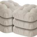 Chair Cushions, Foam Dining Chair Cushions, Tufted Indoor Chair Pads, Set of 6, Beige, 16.5 x 16.5 x 3.5