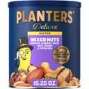 PLANTERS Deluxe Mixed Nuts - Roasted Cashews, Almonds, Brazil Nuts, Pistachios, and Pecans, Plant-Based Protein, Quick Snack, 15.25oz Canister (EXP 09/12/27)