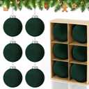 6 PCS Green Velvet Christmas Balls Ornaments Christmas Tree Decorations 3.15 Inch Flocked Christmas Hanging Balls for Xmas Decorative Hanging Ornaments Holiday Party Family Gathering(Dark Green)