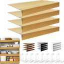 Wire Shelf Cover,KHASIM Wire Rack Covers for Pantry,PVC Wood-Look Faux Wood Shelf Liners,24x12 Inch,0.24 inch Thick for Home and Kitchen Organization (Imitation Oak Color)