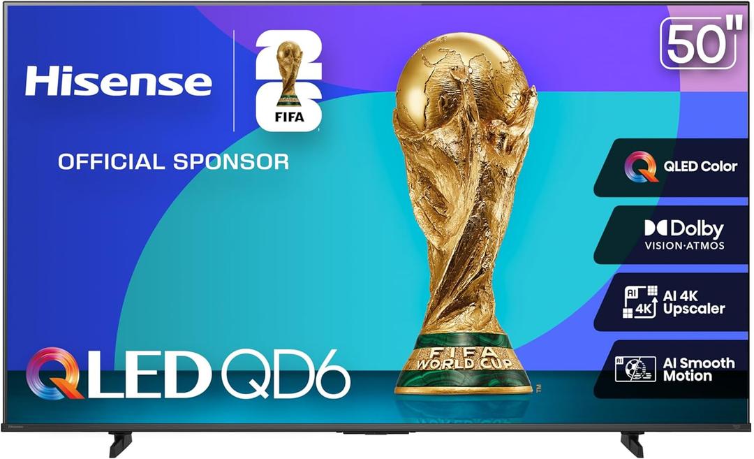 Hisense 50-Inch Class QD6 Series QLED 4K UHD Smart Fire TV (50QD6QF, 2025 Model) - QLED, Dolby Vision, Dolby Atmos, Motion Rate 120, HDR 10+, Game Mode Plus, Alexa Built in