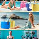 Large Rubber Beach Bag Travel Totes Mens Womens Waterproof Rubber Beach Tote for Work, Picnics, Shopping, Outdoor, Pink, Large