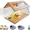 Large Intelligent Newborns Chick Brooder Box Quail Cage Egg Incubator Tortoise Habitat 40-50 Chick Starter Kit,5-in-1 with Adjustable Temperature Control,Feeder,Waterer,Heat Lamp