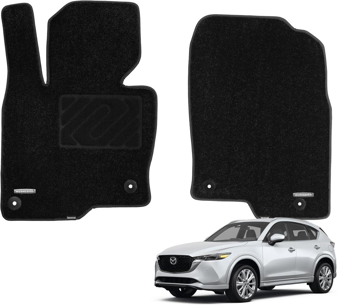 WENNEBIRD Superior Carpet Front Row Floor Mats for 2017-2025 Mazda CX-5 (KE), Premium All Weather Anti-Slip Waterproof Floor Liners, 0.5 Inch Thickness Rugs - 2pc