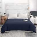 ZonLi 60"x80" Navy Blue Duvet Cover, Oeko-texCertified 100% Cotton, Queen Size RemovableDuvet Cover for Weighted Blanket