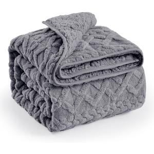 immtree Weighted Blanket for Adults Queen Size 15lbs, Dual Sided Soft Fuzzy Jacquard Sherpa Weighted Blankets for Sleeping, Cozy Fluffy Knitted Heavy Blanket for Couch Bed, Cool Grey, 60  80 inches (60"x80" 15 Pound)