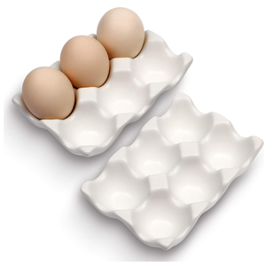 6 Cups Egg Tray Serveware, Eggs Dispenser, Egg Holder Set Kitchen Restaurant Fridge Storage Decorative Accessory (White, 1 pack)