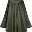 GRAJTCIN Renaissance Hooded Cape Velvet Cloak Victorian Capelet Medieval Hobbit Halloween Costume (51", Green)