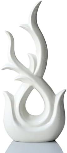 Brillantreal White Abstract Art Resin Tree Branch Statue - 12 Inch Modern Decorative Sculpture for Living Room, Dining Table, Bookshelf & Office Decor