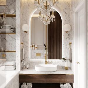 Niccy Arched LED Bathroom Mirror, 40x24 Inch Arch Frameless Backlit Mirrors for Wall Arched Lighted Vanity Mirrors Defogger and 3 Color, Explosion-Proof, HD Glass and IP65 Waterproof (Up Vertical)