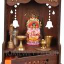 Beautiful Wooden Mandir/Temple for Home/Office/Shop Puja Ghar Wall Mounted Pooja Stand with Storage Cabinet Home Decor (. (DIY)(Brown)(15 inches)(Brown)